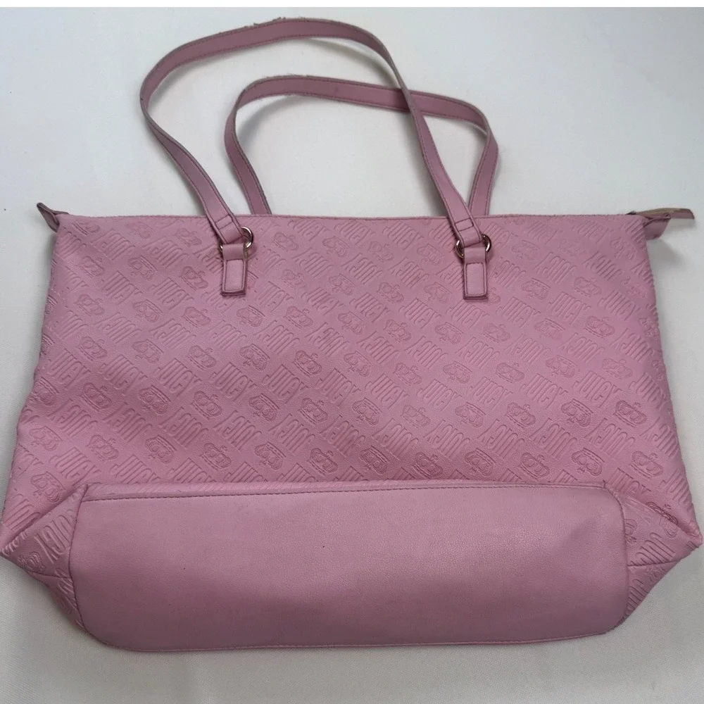 Juicy by Juicy Couture Pink Embossed‎ Logo Tote Bag Mens Crown Print Large Purse
